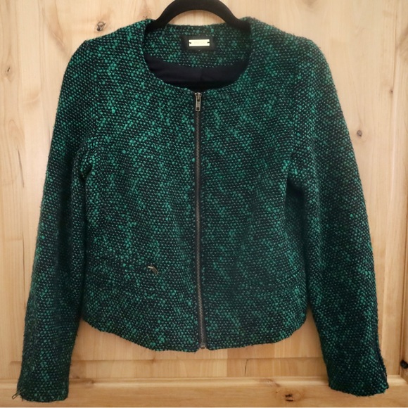 Greylin Women’s Zip-up Cropped Blazer, Green/Black, Small - Picture 2 of 9